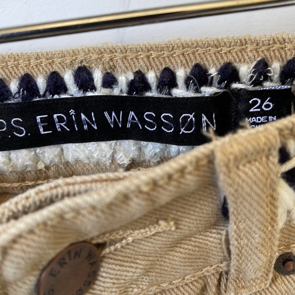 PS Erin Wasson Tan Woven Denim Cut Off Jeans Shorts Size 26 - Picture 3 of 5
